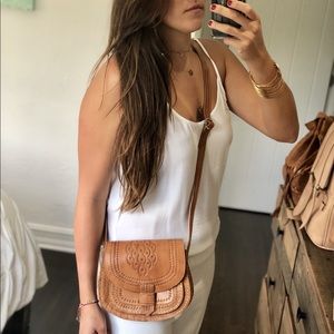 Boho Moroccan Leather Brown Crossbody Bag